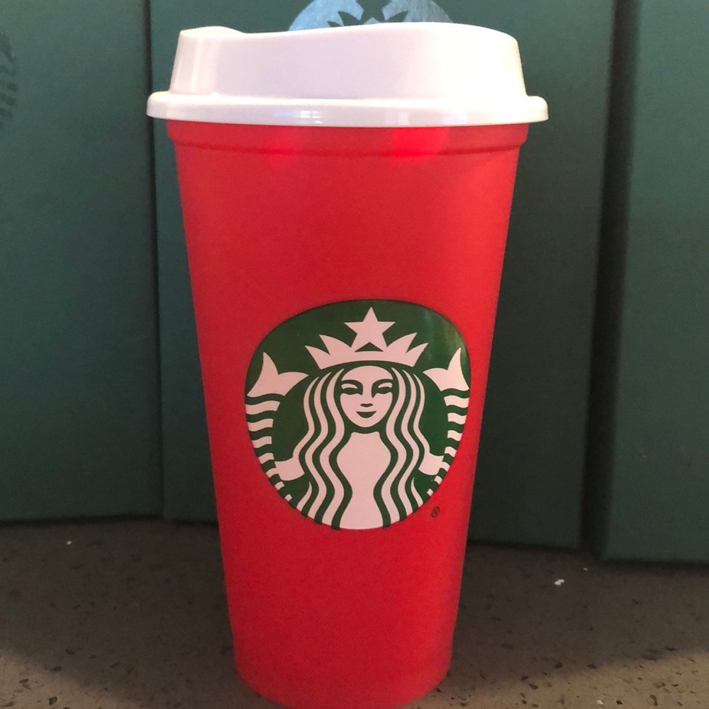 Starbucks red reusable cup
